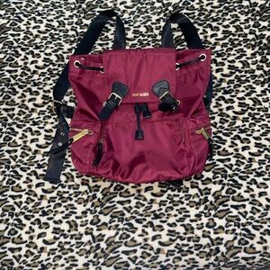 Steve Madden Maroon Backpack with Black Accents